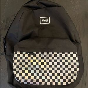 Vans black backpack iridescent checked pocket